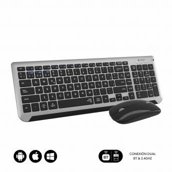 comprar Teclado con Raton Bluetooth + 2.4G Combo Dual Prestige Extendido Gris/Negro
